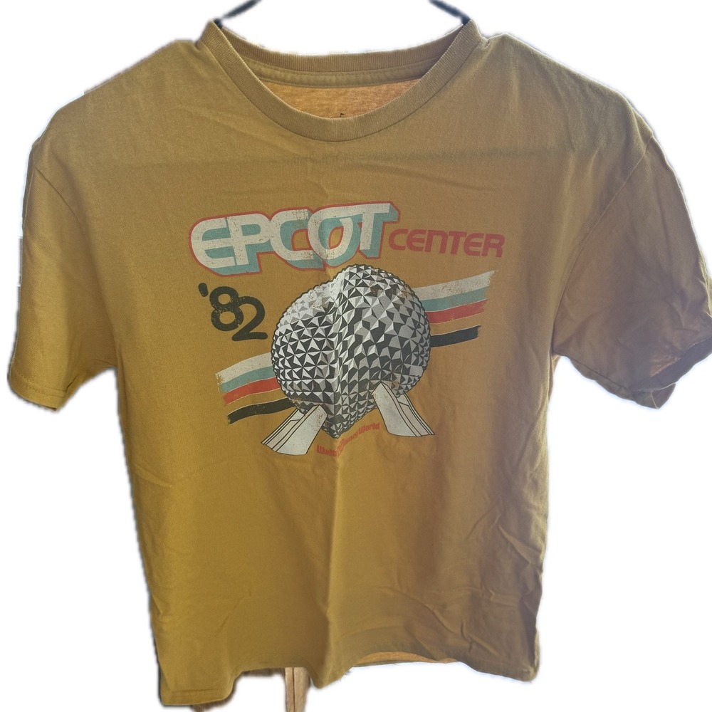 Disney Parks Epcot Center 82 Spaceship Earth Mustard Yellow Graphic T-Shirt M